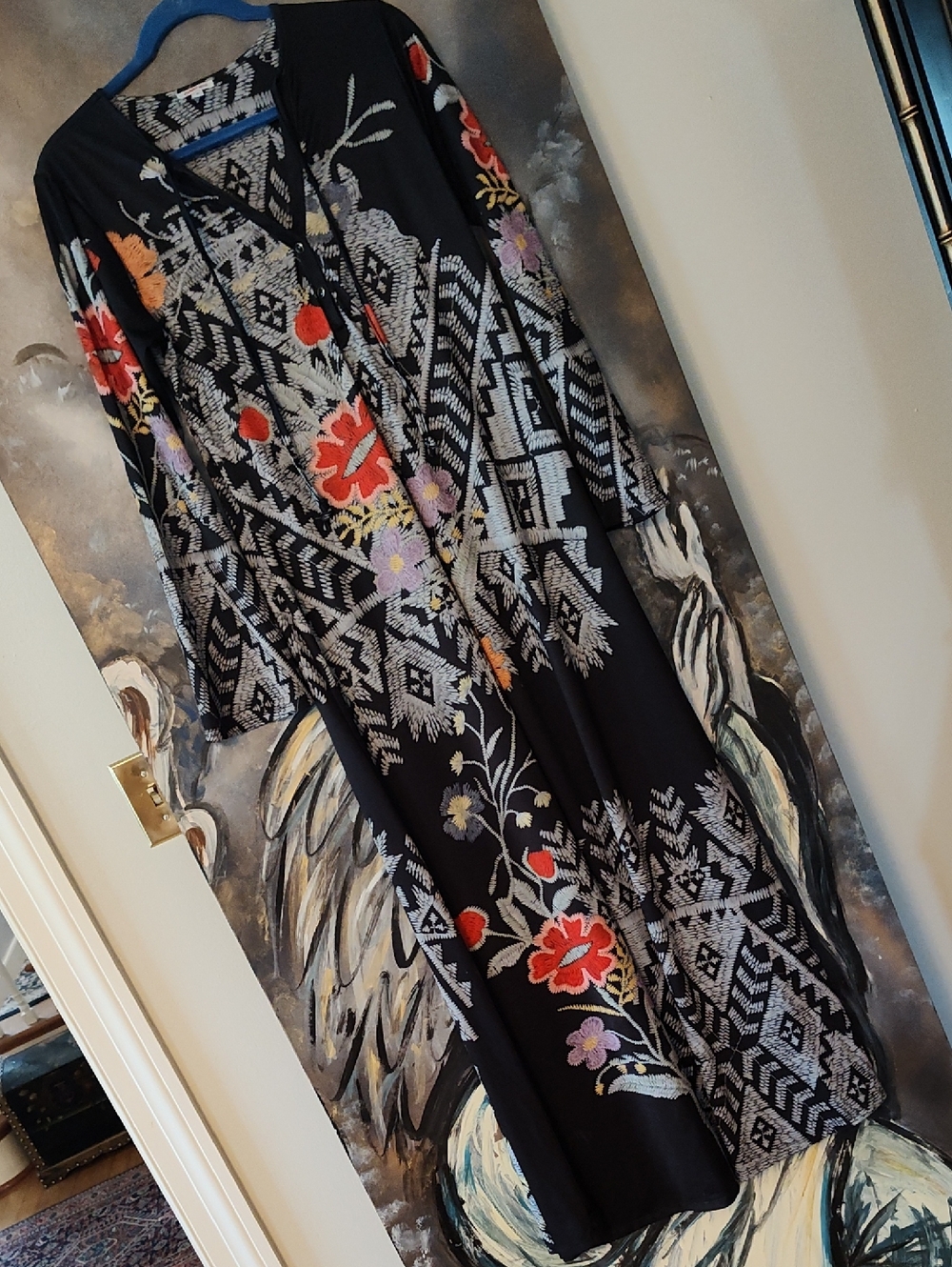 {Johnny Was} Black & White Floral Printed Dress